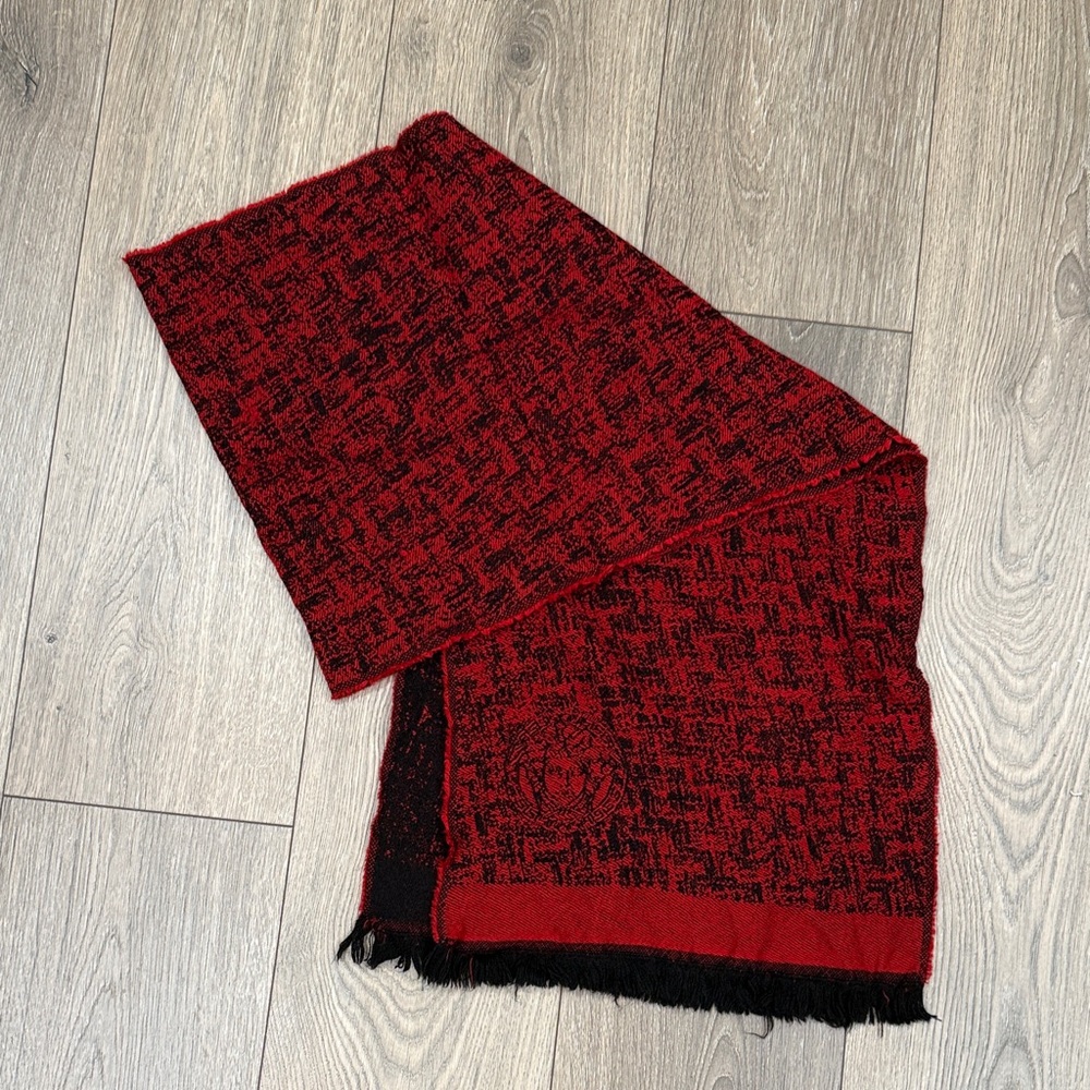 Versace Black and Red Wool Scarf